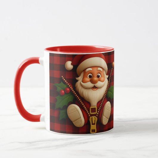 Festive Santa Zipper | Plaid Christmas Drinkware マグカップ (左)