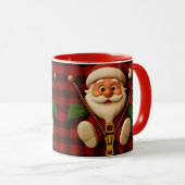 Festive Santa Zipper | Plaid Christmas Drinkware マグカップ (正面右)