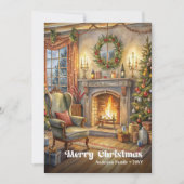 Festive scene greeting card red green traditional シーズンカード (正面)