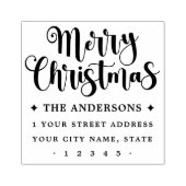 Festive script Merry Christmas return address ラバースタンプ (インプリント)