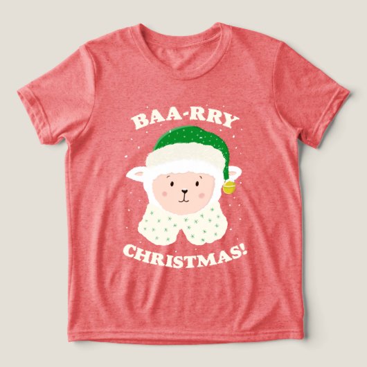 Festive Sheep Says Baa-rry Christmas! トライブレンドTシャツ (デザイン正面)