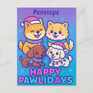 Festive Shiba Inu Poodle Dachshund  ポストカード