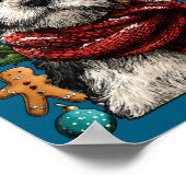 Festive Shih Tzu With Santa Hat Snowy Winter Chris ポスター (角)
