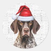 Festive Shorthair Pointer Woof Word Art Christmas ラウンドシール (正面)