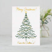 Festive Simple White Green & Gold Christmas Tree 箔シーズンカード (立ち正面)