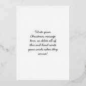 Festive Simple White Green & Gold Christmas Tree 箔シーズンカード (裏面)