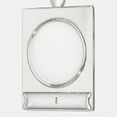 Festive Skeleton Guitar Player シルバープレートバナーオーナメント (左)