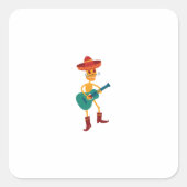 Festive Skeleton Guitar Player スクエアシール (正面)