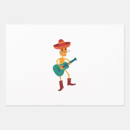 Festive Skeleton Guitar Player ラッピングペーパーシート