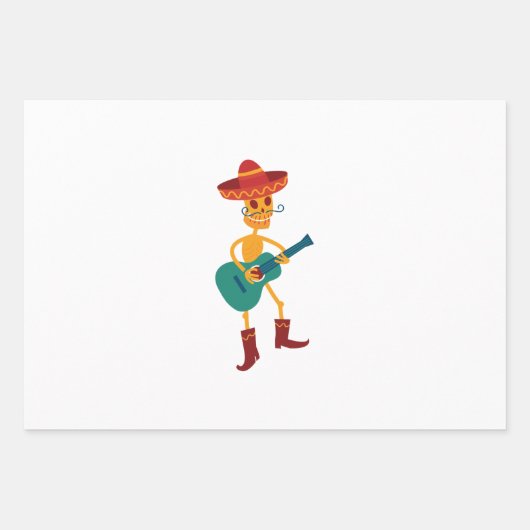 Festive Skeleton Guitar Player ラッピングペーパーシート (正面)