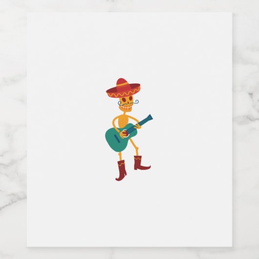 Festive Skeleton Guitar Player ワインラベル (シングルラベル)