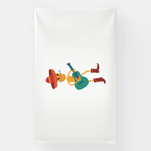 Festive Skeleton Guitar Player 横断幕 (縦)