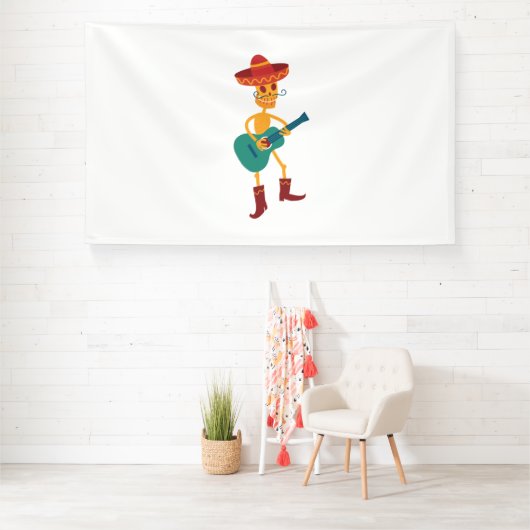 Festive Skeleton Guitar Player 横断幕 (インサイチュ)