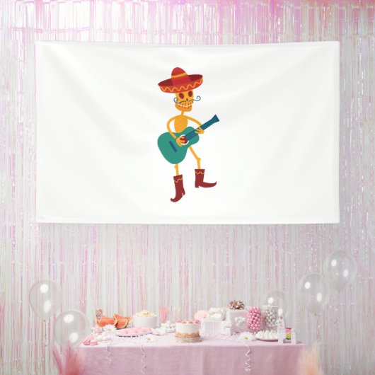 Festive Skeleton Guitar Player 横断幕 (パーティー)