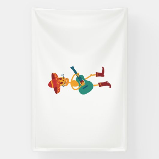 Festive Skeleton Guitar Player 横断幕 (縦)