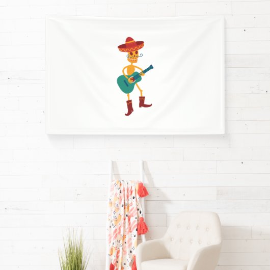 Festive Skeleton Guitar Player 横断幕 (インサイチュ)