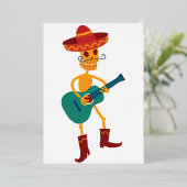 Festive Skeleton Guitar Player 箔招待状 (立ち正面)