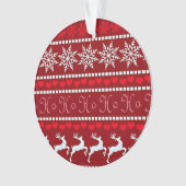 Festive Snowflake and Reindeer Design オーナメント (正面)