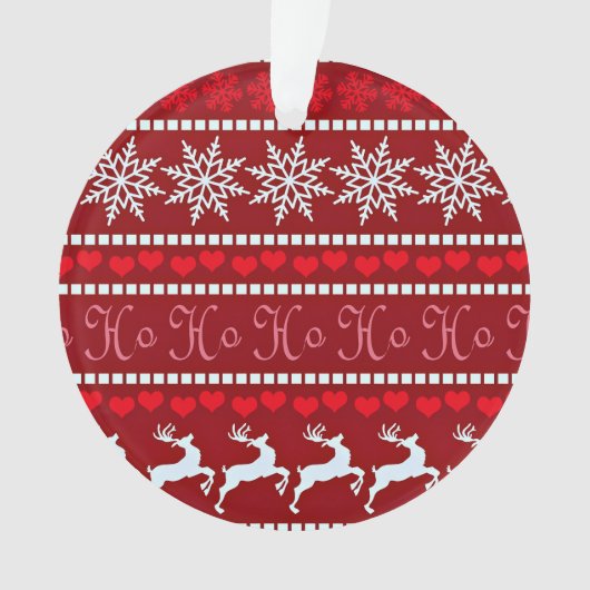 Festive Snowflake and Reindeer Design オーナメント (正面)