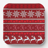 Festive Snowflake and Reindeer Design ペーパープレート (正面)