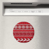 Festive Snowflake and Reindeer Design マグネット (インサイチュ (食洗機))