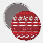 Festive Snowflake and Reindeer Design マグネット (正面/裏面)