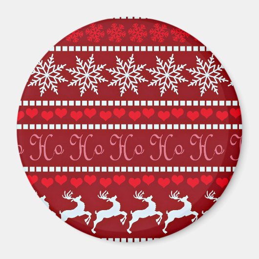 Festive Snowflake and Reindeer Design マグネット (正面)