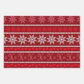 Festive Snowflake and Reindeer Design ラッピングペーパーシート (正面3)