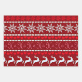 Festive Snowflake and Reindeer Design ラッピングペーパーシート (正面)