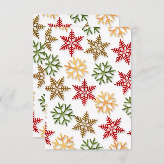 Festive Snowflake Medley White 招待状 (正面/裏面)