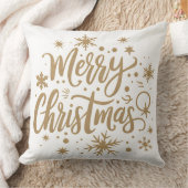 Festive Snowflake Merry Christmas Throw Pillow クッション (ブランケット)