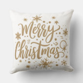 Festive Snowflake Merry Christmas Throw Pillow クッション (裏面)