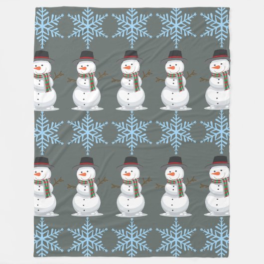 Festive Snowman フリースブランケット (正面)