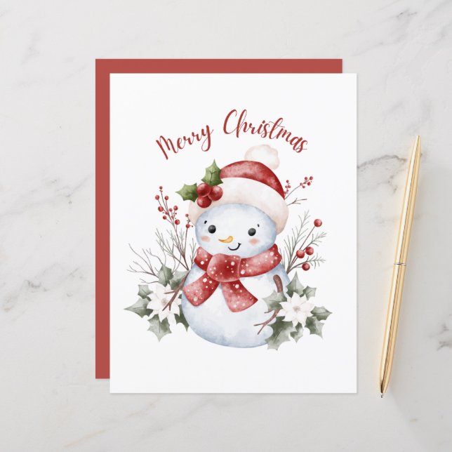Festive Snowman Christmas Paper Sheet (正面/裏面インサイチュ)