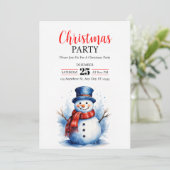 festive snowman Christmas Party Invitation 招待状 (スタンド正面)