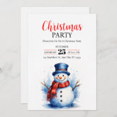  festive snowman Christmas Party Invitation 招待状 (正面/裏面)