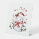Festive Snowman Christmas Pedestal Sign 台座サイン (正面)