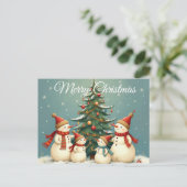 Festive Snowman Family Christmas Collection シーズンポストカード (スタンド正面)