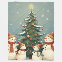 Festive Snowman Family Christmas Collection フリースブランケット