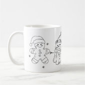 Festive Snowman & Gingerbread Mug Art コーヒーマグカップ (左)