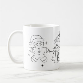 Festive Snowman & Gingerbread Mug Art コーヒーマグカップ
