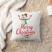 Festive Snowman Merry Christmas Lip Balm クッション (ブランケット)