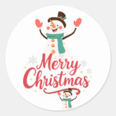 Festive Snowman Merry Christmas Lip Balm ラウンドシール (正面)
