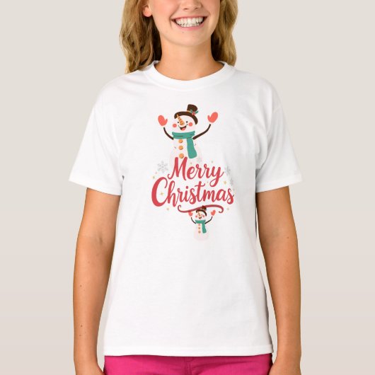 Festive Snowman Merry Christmas  Tシャツ (正面)