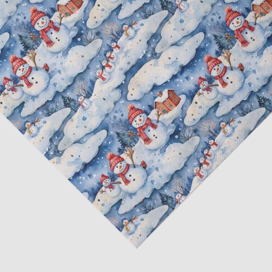 Festive Snowman Winter Watercolor 薄葉紙 (詳細)