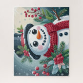 Festive Snowman With Botanicals ジグソーパズル (縦)