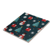Festive Snowmen Christmas Trees and Gifts Pattern タイル (側面)