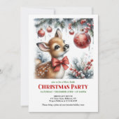 Festive snowy forest baby deer Christmas invite  招待状 (正面)