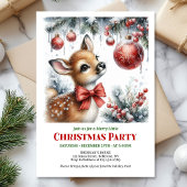 Festive snowy forest baby deer Christmas invite  招待状