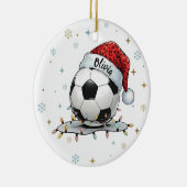 Festive Soccer Ball Holiday Design  セラミックオーナメント (右)